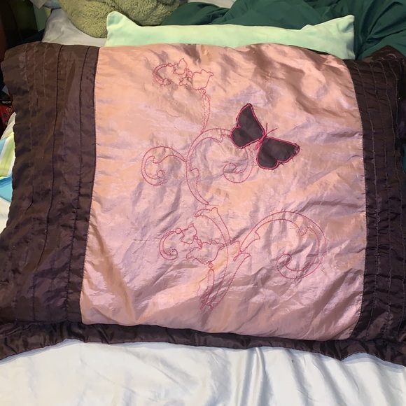 Vintage Satin butterfly pillow sham/ case - Picture 1 of 5